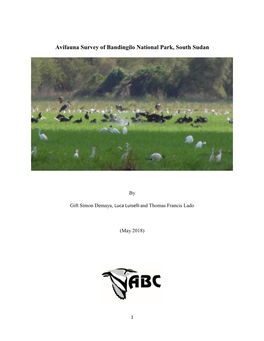 Avifauna Survey of Bandingilo National Park, South Sudan