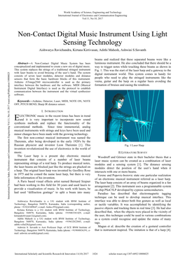 Non-Contact Digital Music Instrument Using Light Sensing Technology Aishwarya Ravichandra, Kirtana Kirtivasan, Adithi Mahesh, Ashwini S.Savanth