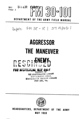 FM 30-101: Aggressor, the Maneuver Enemy