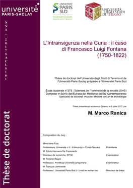 L'intransigenza Nella Curia Di Francesco Luigi Fontan