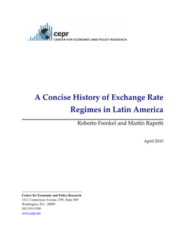 Exchange Rate Regimes in Latin America