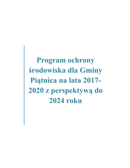 Program Ochrony Środowiska Dla Gminy Piątnica Na Lata 2017-2020 Z