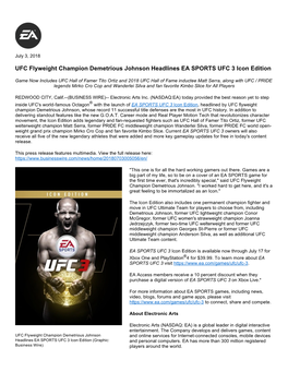 UFC Flyweight Champion Demetrious Johnson Headlines EA SPORTS UFC 3 Icon Edition
