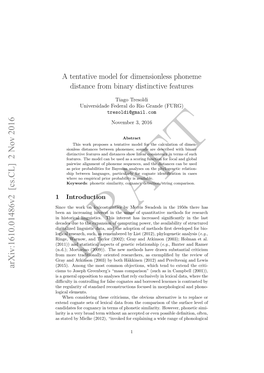 A Tentative Model for Dimensionless Phoneme Distance from Binary Distinctive Features