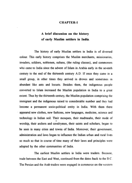 A Brief Discussion on the History of Early Muslim Settlers in India