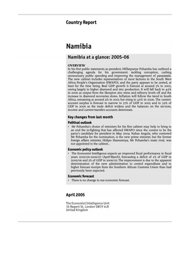 Namibia Namibia at a Glance: 2005-06