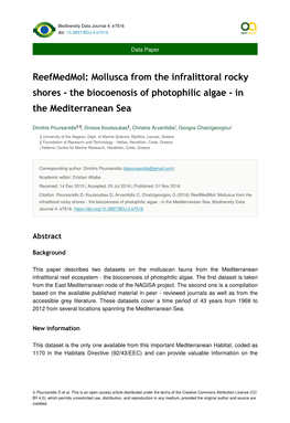 The Biocoenosis of Photophilic Algae - in the Mediterranean Sea