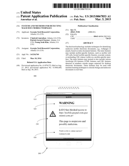 (12) Patent Application Publication (10) Pub. No.: US 2015/0067853 A1 Amrutkar Et Al