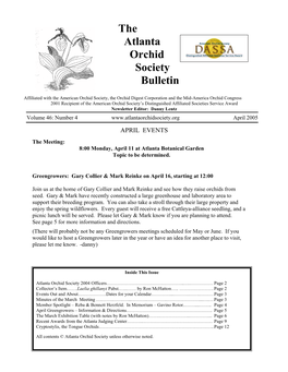 Atlanta Orchid Society Newsletter