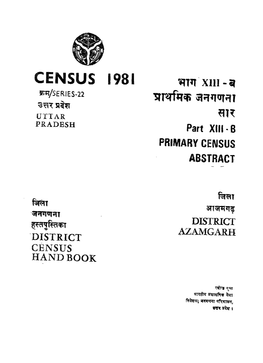 District Census Handbook, Azamgarh, Part XIII-B, Series-22
