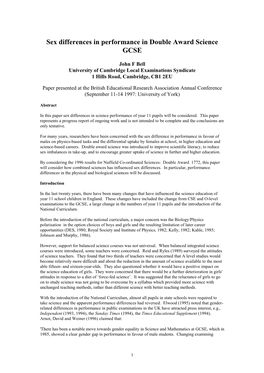 Changes in Science Entry in Year 11 from 1975-1993 in England