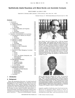 Synthetically Useful Reactions Wlfh Metal Boride and Aluminide Catalysts