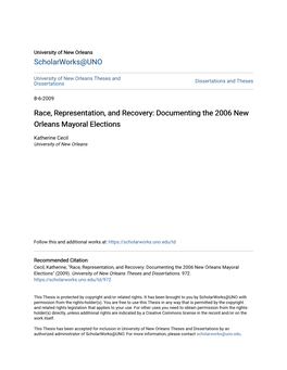 Documenting the 2006 New Orleans Mayoral Elections