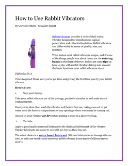 How to Use Rabbit Vibrators