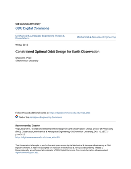 Constrained Optimal Orbit Design for Earth Observation