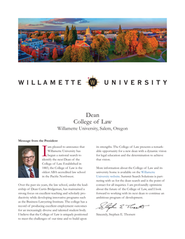 Dean College of Law Willamette University, Salem, Oregon