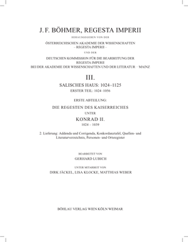 J. F. Böhmer, Regesta Imperii Iii