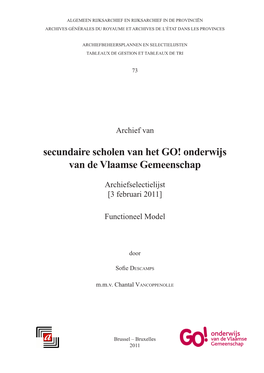 Secundaire Scholen Van Het GO! Onderwijs Van De Vlaamse Gemeenschap