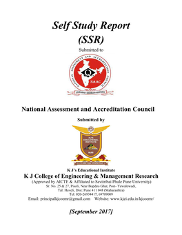 Self Study Report (SSR) Submitted To