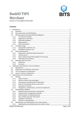 Bankid TSPS Merchant Version 1.4