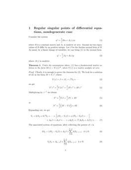 1 Regular Singular Points of Differential Equa