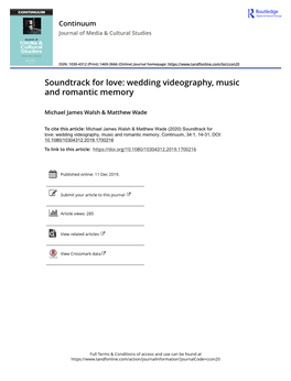Wedding Videography, Music and Romantic Memory
