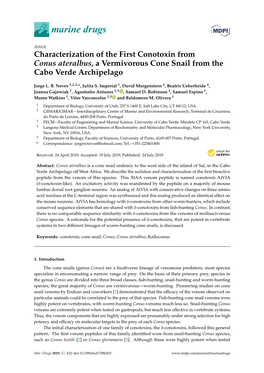 Characterization of the First Conotoxin from Conus Ateralbus, a Vermivorous Cone Snail from the Cabo Verde Archipelago