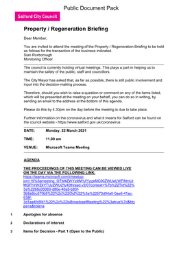 (Public Pack)Agenda Document for Property / Regeneration Briefing, 22