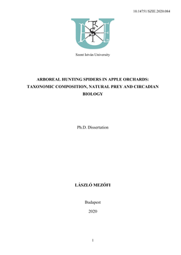 Arboreal Hunting Spiders in Apple Orchards: Taxonomic Composition, Natural Prey and Circadian Biology