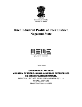Brief Industrial Profile of Phek District, Nagaland State
