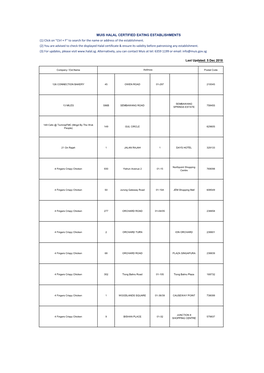 MUIS HALAL CERTIFIED EATING ESTABLISHMENTS (3) for Updates