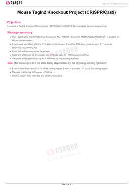 Mouse Tagln2 Knockout Project (CRISPR/Cas9)
