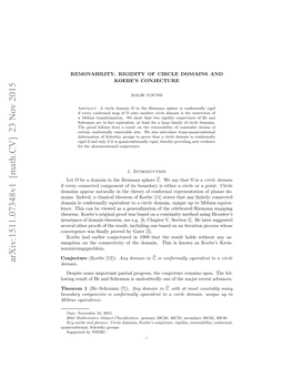 Removability, Rigidity of Circle Domains and Koebe's Conjecture