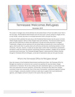 November 2019 – Tennessee Welcomes Refugees