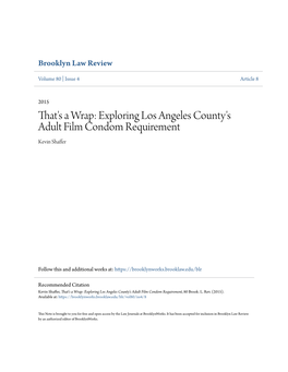 Exploring Los Angeles County's Adult Film Condom Requirement Kevin Shaffer