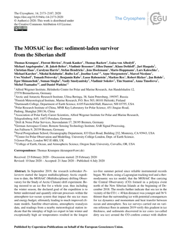 Sediment-Laden Survivor from the Siberian Shelf