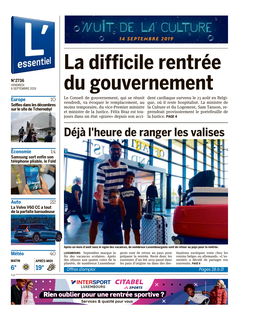 La Difficile Rentrée Du Gouvernement