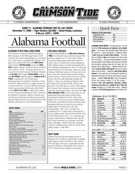Alabama Game Notes Vs