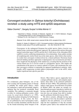 (Orchidaceae) Revisited: a Study Using Nrits and Cpigs Sequences