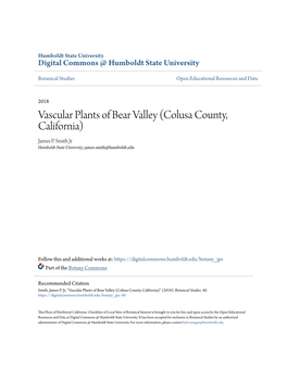Vascular Plants of Bear Valley (Colusa County, California) James P