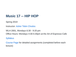 Music 17 -- HIP HOP