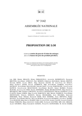 N° 3142 Assemblée Nationale Proposition De