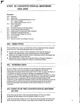 Unit 29 Constitutional Reforms 1921-1935