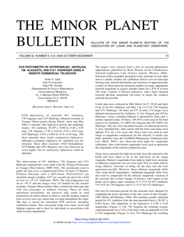 The Minor Planet Bulletin 32-2, 34-35 Florida Gulf Coast University (FGCU) in Fort Myers, Florida