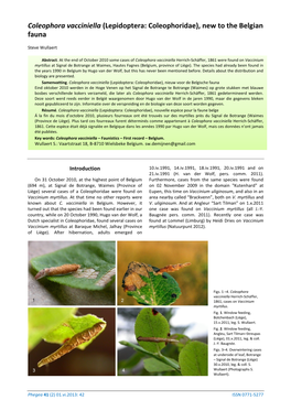 Coleophora Vacciniella (Lepidoptera: Coleophoridae), New to the Belgian Fauna