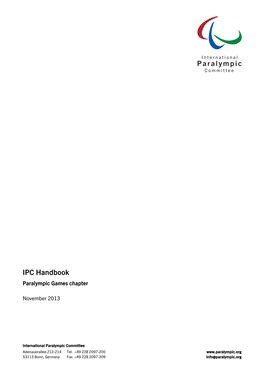 IPC Handbook Paralympic Games Chapter