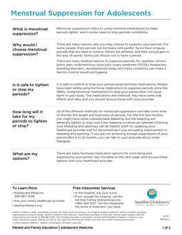 PE2675 Menstrual Suppression for Adolescents