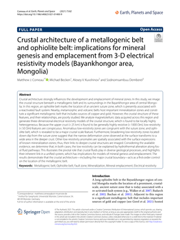 Crustal Architecture of a Metallogenic Belt and Ophiolite Belt