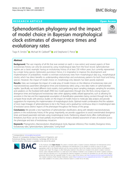 Sphenodontian Phylogeny and the Impact of Model Choice in Bayesian Morphological Clock Estimates of Divergence Times and Evolutionary Rates Tiago R