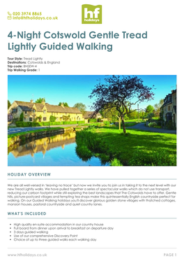 4-Night Cotswold Gentle Tread Lightly Guided Walking